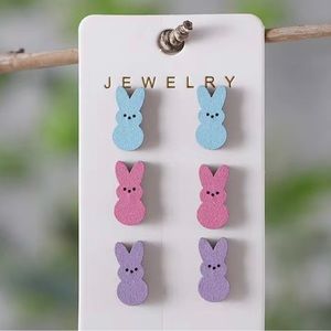 New! Set of 3 Easter Bunny Peeps Earrings